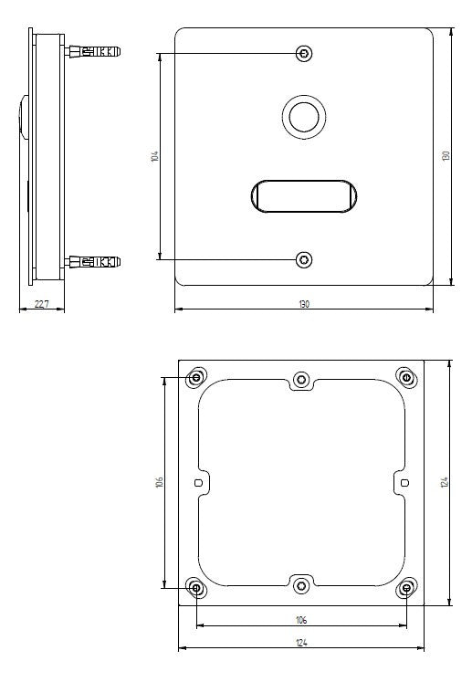 GROTHE Klingeltaster VA edst AP rechteck ETA 501 V2A AP m.Bel m.NamSchild 19mm