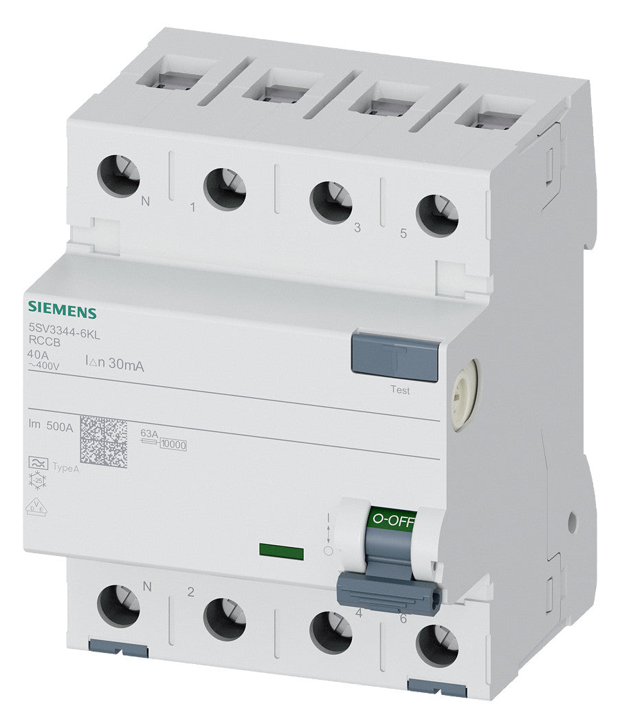 SIEMENS FI-Schutzschalter A 4p 440V 40A 5SV3344-6KL 0,03A 4TE REG 10kA 1kA/stoß