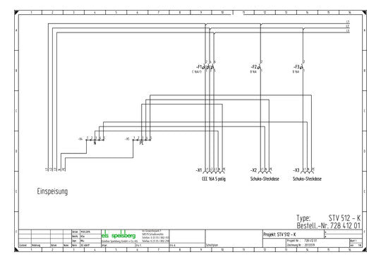 SPELSBERG CEE-Kombi Kst gr IP44 2Steckd STV 512-K 1x16A5p400V LS-Schalter