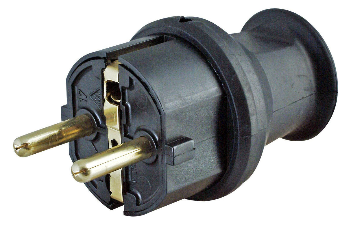 KOPP Schutzkontaktstecker 16A 250V Gummi 179716005 IP44 sw ger