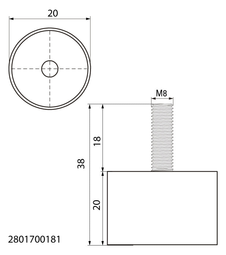 Walraven Schwingungsdämpfer VibraTek SB-M 1x AG M8 20x38mm 180N | 2801700181