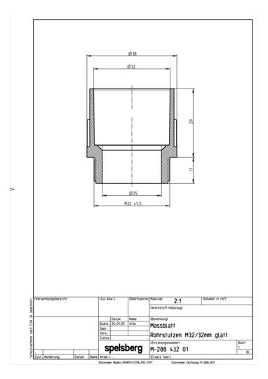SPELSBERG Kabeleinsteckstutzen IP20 lgr RST M32 32mm hfr offen