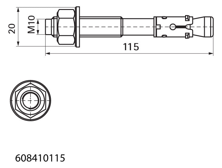 Walraven Bolzenanker WT1 ev 10x115/35 für un-/gerissenen Beton, Stein | 608410115