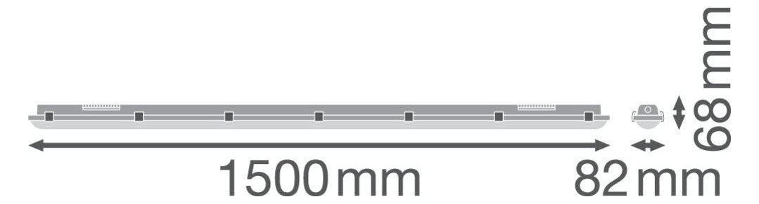 LEDVANCE LED-Feuchtraumleuchte 46W 6500K DP EL 1500 P 46W 865 IP65 GY 6400lm gr