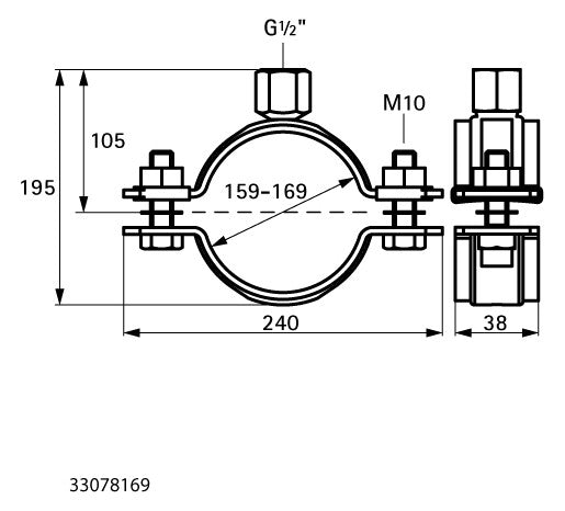 WALRAVEN Schwerlastschelle HD500 BUP 159-169 mm 1/2 Zoll Zweischraubenschelle
