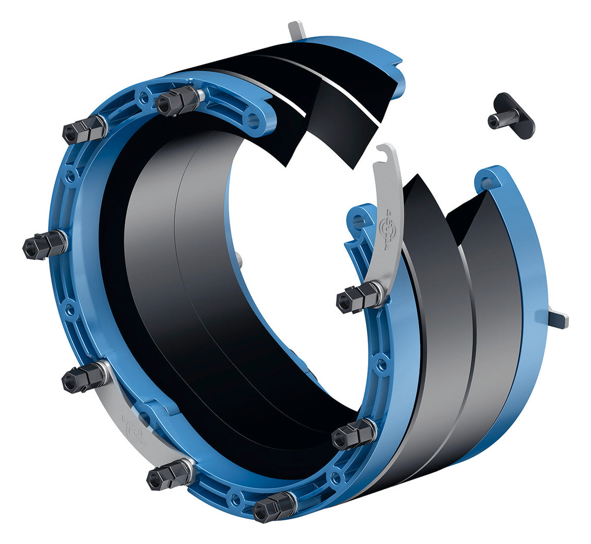 Doyma Curaflex Nova Uno/breit/T DN 150 für 98,0 mm bis 104,0 mm HK / EPDM | 188709815040