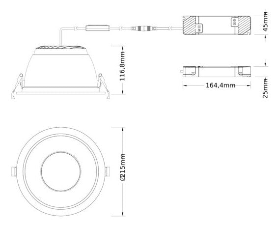LEDVANCE LED-Einbaustrahler 20-30W EVG DL CMFT DA D200 P 30W MS 940 U19 WT DALI