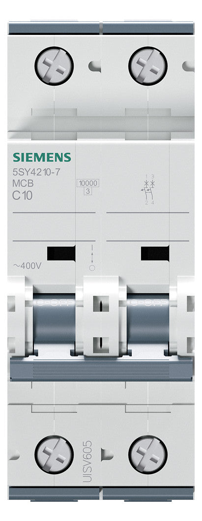 SIEMENS Leitungsschutzschalter UC C 10A 5SY4210-7 1+N 400V 2TE 50Hz IP20