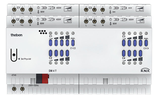 THEBEN Dimmaktor KNX 10-1600W REG 8TE DM 4 T KNX Handbedien uni 4Ausg