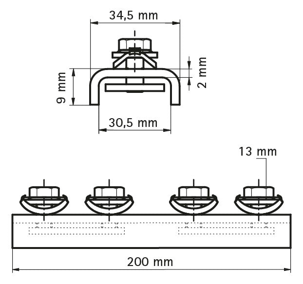 Walraven Schienenverbinder RapidRail VA 200x34,5 Längsverbinder - für RapidRail | 6547001
