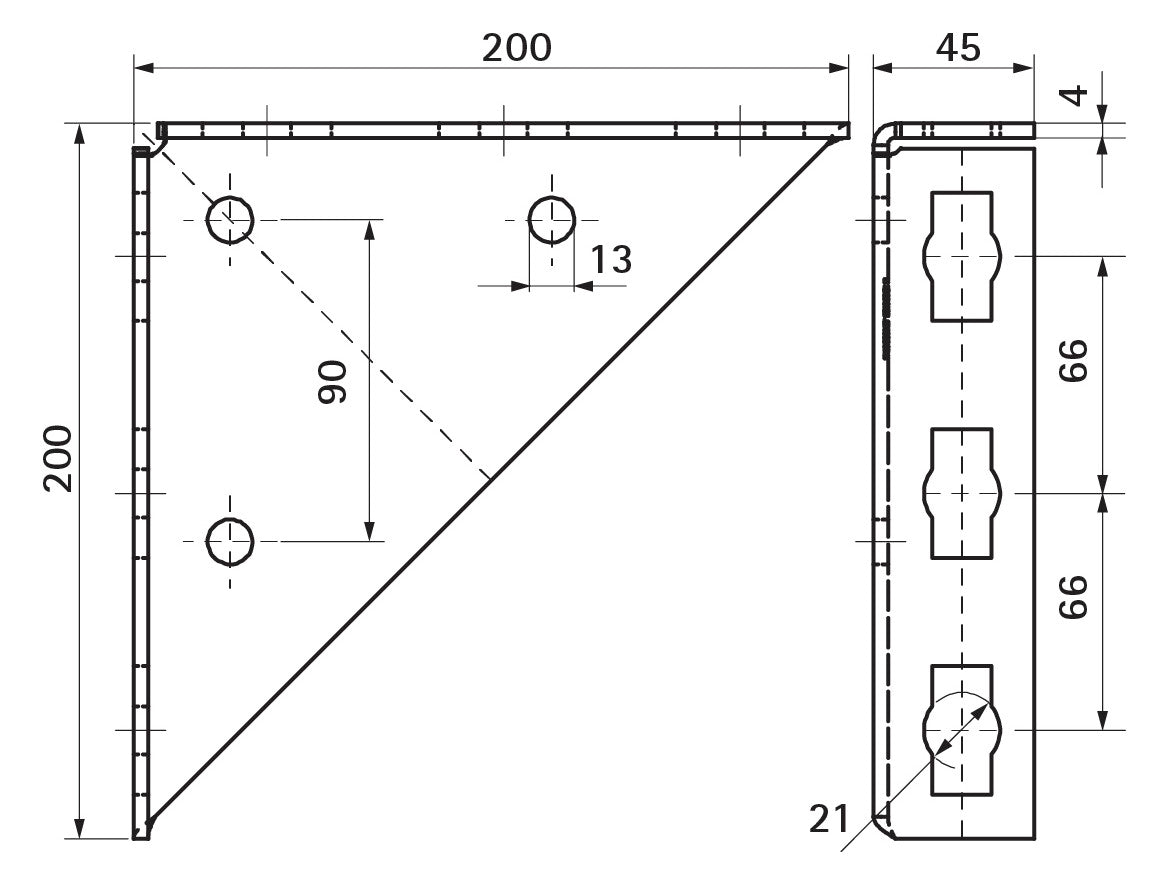 Walraven Winkelkonsole PushStrut 200x45x200 elektrolytisch verz. | 6594025