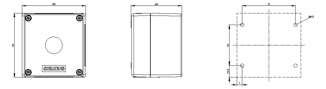 SIEMENS Aufbaugehäuse Kst 22mm IP68 3SU1801-1AA00-1AA1 85x85x67,8mm