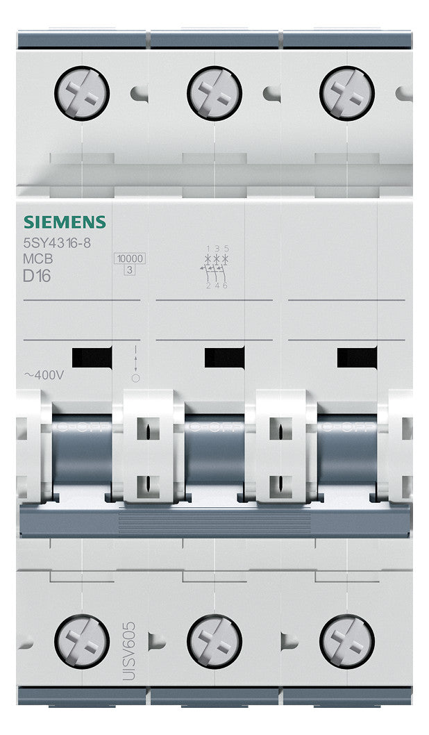SIEMENS Leitungsschutzschalter UC D 16A BHT 5SY4316-8 3p 400V 3TE 50Hz IP20