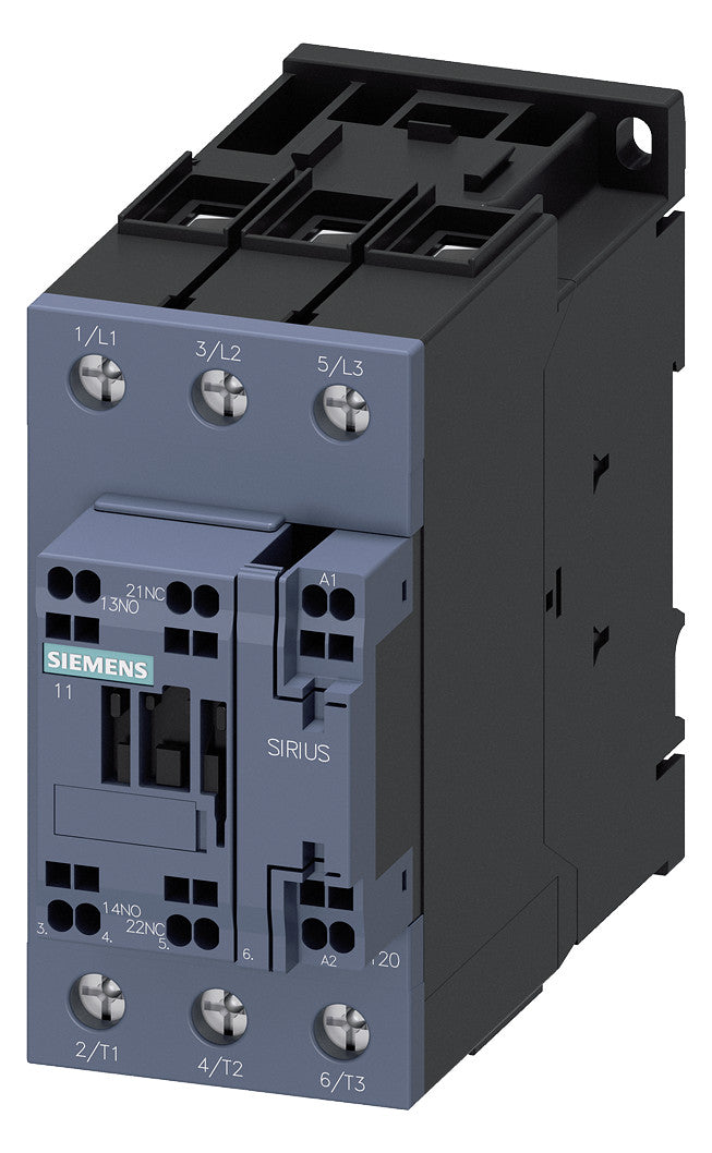 SIEMENS Leistungsschütz 22kW 3S 24VDC 3RT2036-3KB40 51A 1S+1Ö/Hilf REG