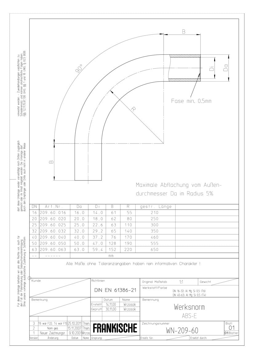 FRÄNKISCHE Alu-Steckbogen 40mm unbeh ABS-E 40 hfr alu