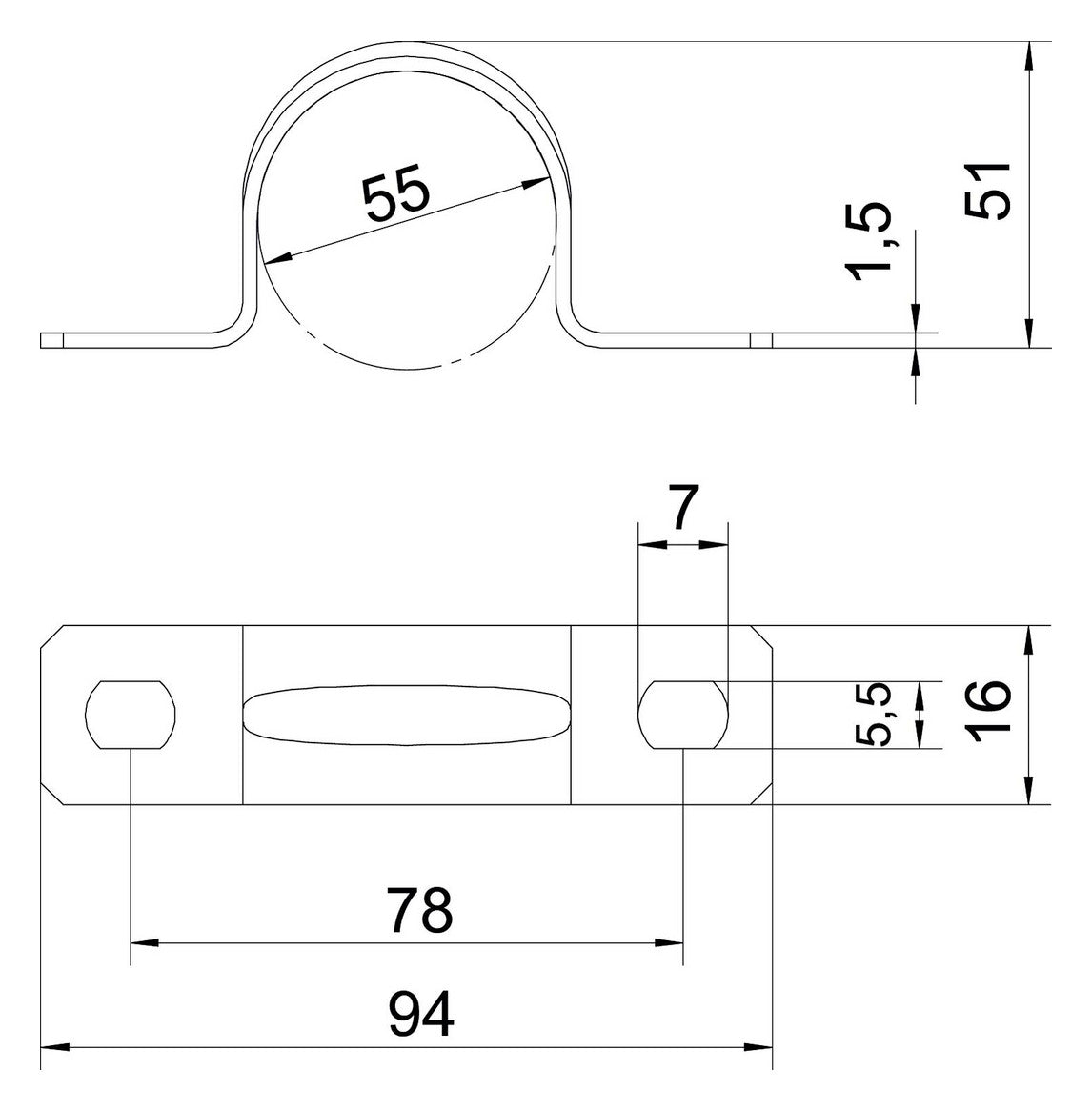 BETTERMANN Befestigungsschelle 1f 55mm 605 55 G zweilappig ST hfr