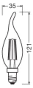 LEDVANCE LED-Kerzenlampe FM E14 4W 2700K LED Classic BA 40 Filament P 4W 827 ws
