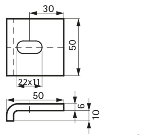 Walraven Trägerklemmplatte Strut VA 50x50mm - M10 für Flansch bis 10 | 6571731