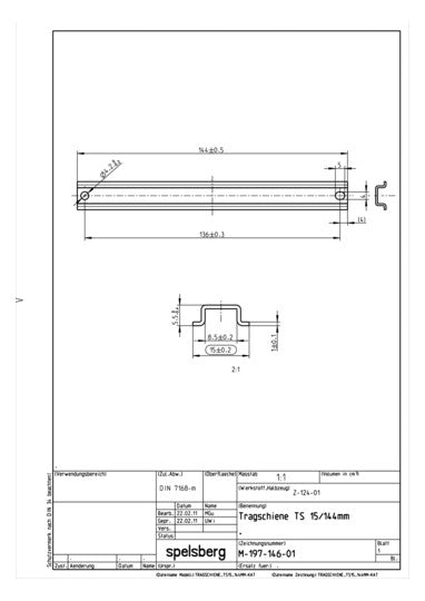 SPELSBERG Tragschiene ST vz TS15 L146mm TS 15-144
