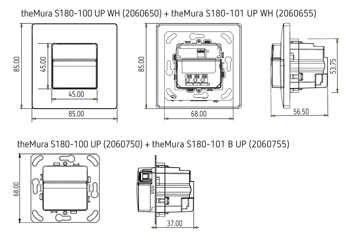 THEBEN Bewegungsmelder 0-180° UP gr BWM theMura S180-100 UP WH IP20 fernb