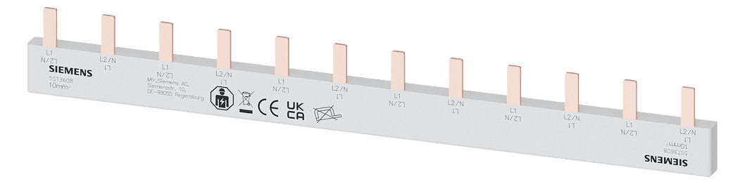 SIEMENS Phasenschiene 2ph 18mm 210mm 50A 5ST3608 10qmm Stift isol