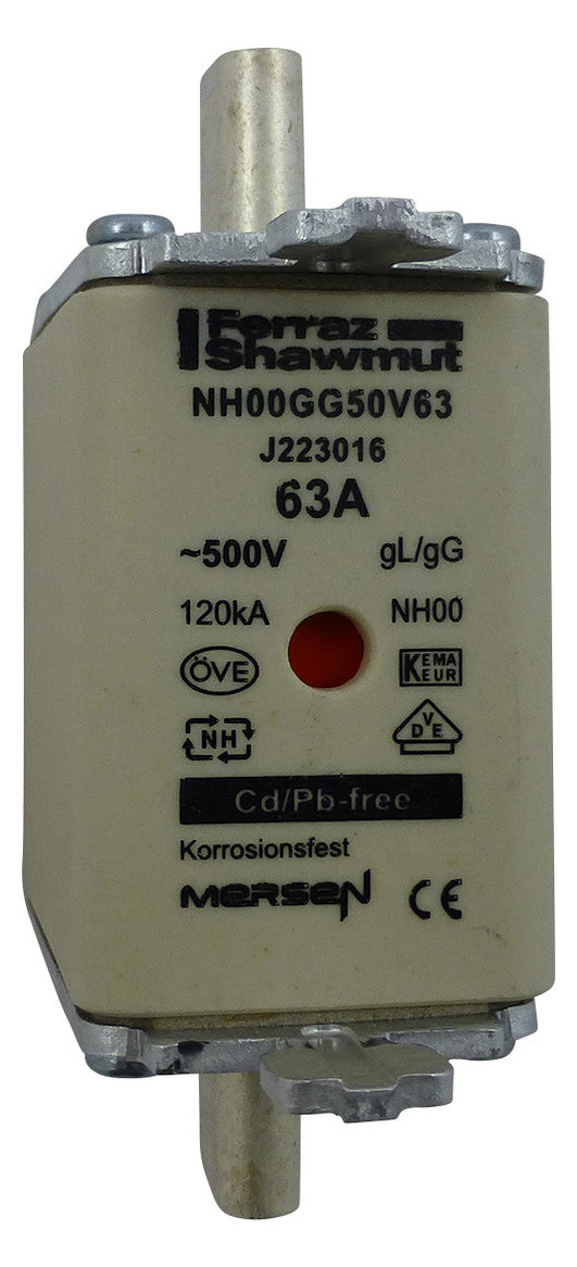 MERSEN NH-Sicherungseinsatz 63A NH00 gG NH00GG50V63 500VAC Kombik