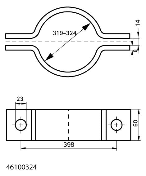 Walraven Rohrschelle DIN 3567 Typ A roh 324 mm | 46100324