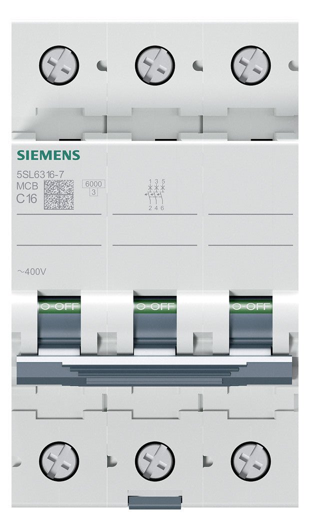 SIEMENS Leitungsschutzschalter UC C 16A 5SL6316-7 3p 400V 3TE 50Hz IP20