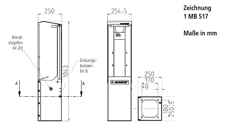 MENNEKES Steckdosensäule Metall edst CombiTOWER 15678 1043x254,5x250mm