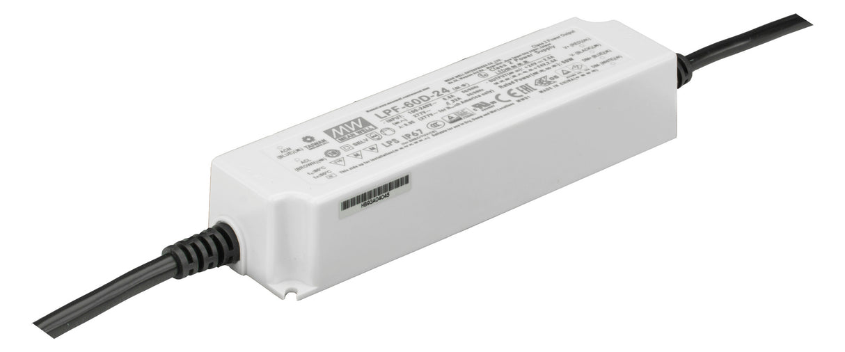 MEANWELL LED-Steuerung 60W 24V 1-10V LPF2460D IP67 Kstgeh stat 163x43x32mm