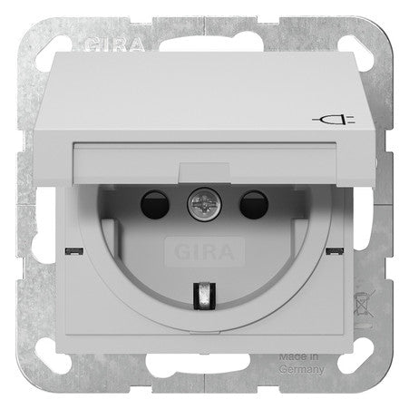 GIRA Steckdose 1f gr glz UP m.BS Klappd System 55 4414015 IP20