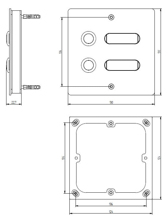 GROTHE Klingeltaster VA edst AP rechteck ETA 502 V2A AP m.Bel m.NamSchild 19mm