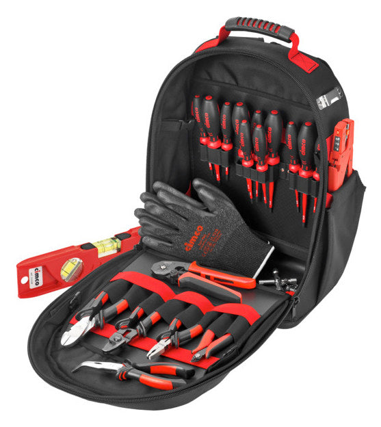CIMCO Werkzeugset 20tlg 3Zangen 2xPZ 170607 3xKabSchneid Wasserw Rucksack