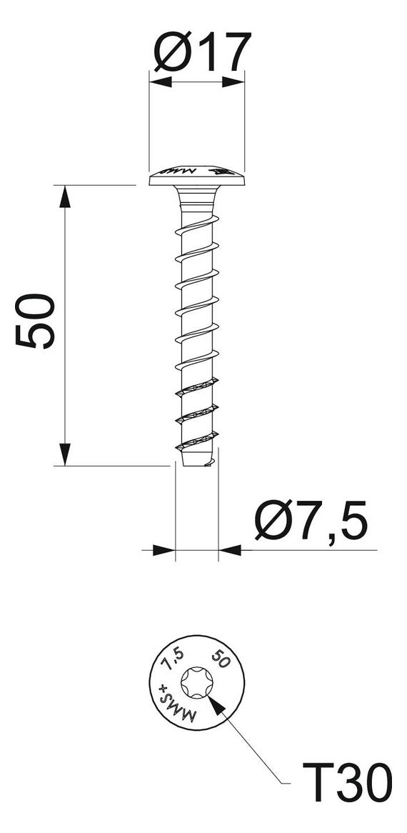 BETTERMANN Betonschraube 7,5x50mm ST TX MMS+ MS 7.5x50 g/vz Halbrund