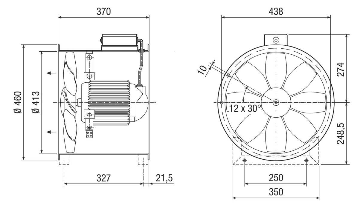 MAICO Rohrventilator 400mm 400V 0,23W DZR 40/4 B 4020cbm/h VA 60°C