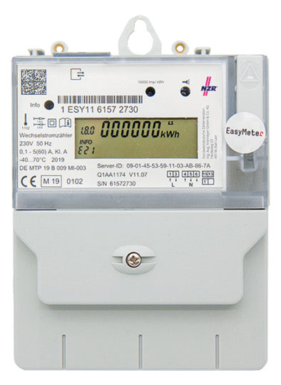 NZR Wechselstromzähler B 5A elektr digi Q1A 5(60)A,1x230V,MID,ET,LB geeicht 1ph