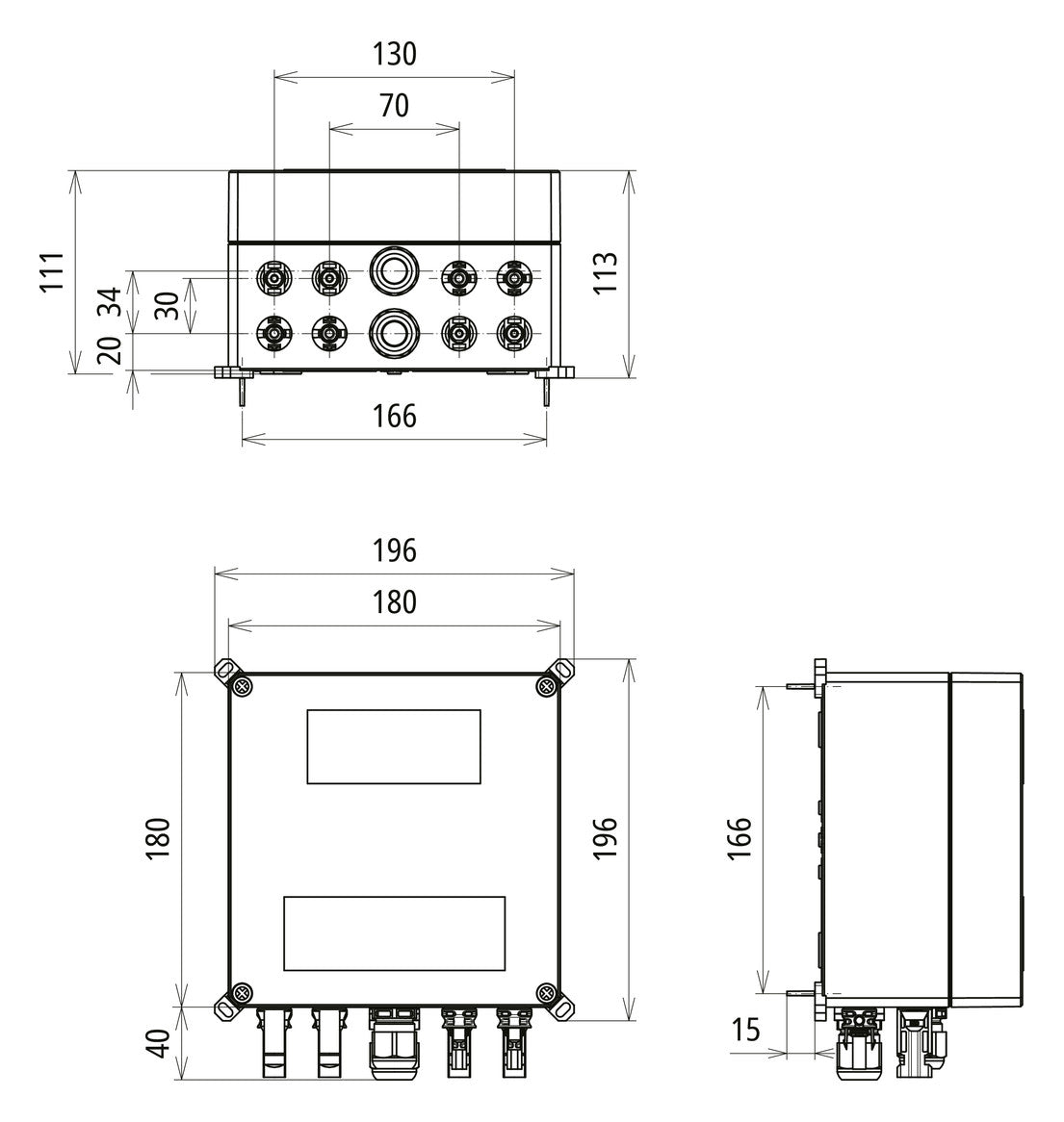 DEHN SE DC-Stringbox 2f 40A 1100V/mess DCU 2 YPV 1100 2M 1S MC4 IP65