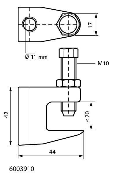 Walraven Trägerklammer Modell C 44x42, A < 20, 11 mm, Schr. M10, VdS/FM | 6003910