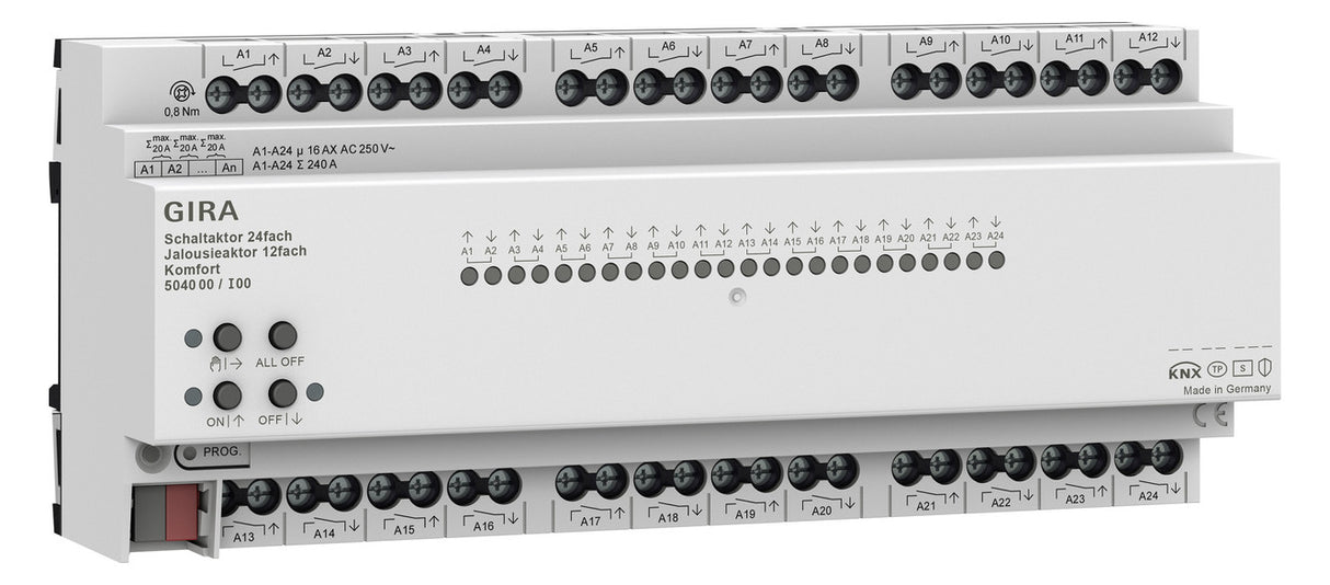 GIRA Kombi I/O Gerät KNX REG 24Ausg LED 504000 Handbedien