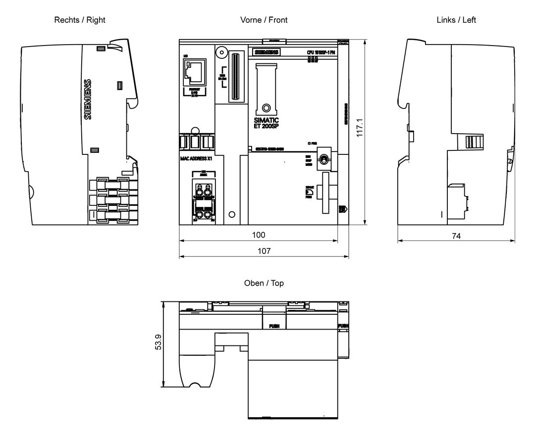 SIEMENS SPS-Steuerung modular 6ES7510-1DK03-0AB0 19,2-28,8VDC