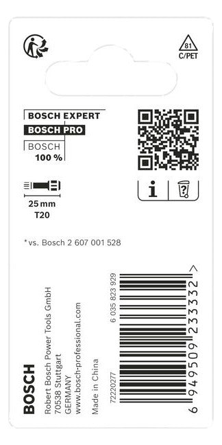 BOSCH-EW Bit TX20 L=25mm 6,4mm(1/4) SCHRAUBERBIT