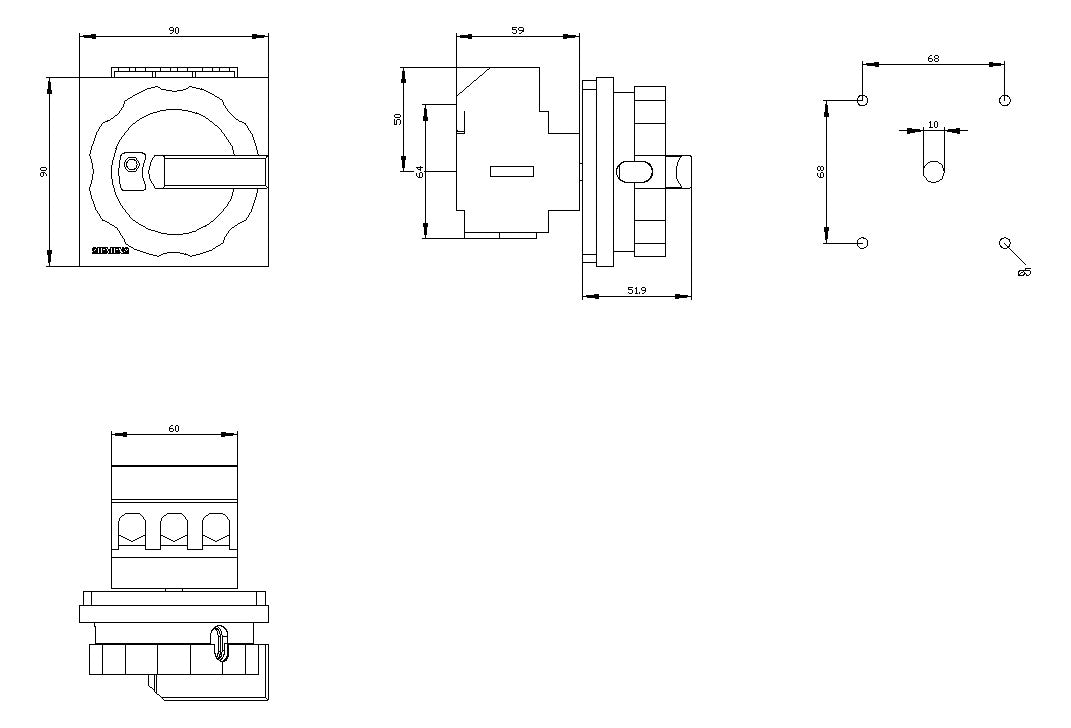 SIEMENS Hauptschalter 63A 3p IP65 Einb 3LD2504-0TK53 Wart/Rep SichSchalt
