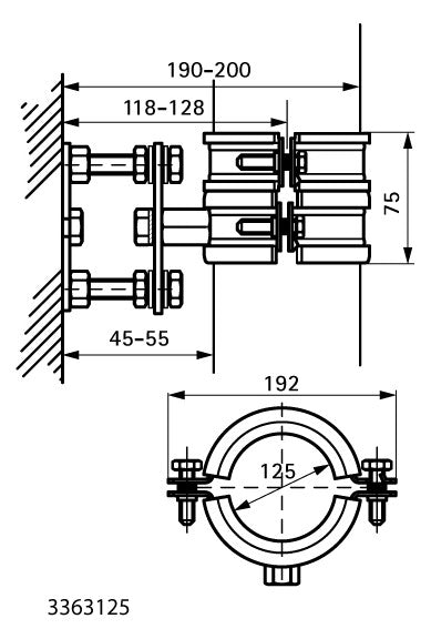 WALRAVEN Stützbefestigung BISMAT 1000 f. Fallrohr KA DN 125 ev EPDM 125 mm