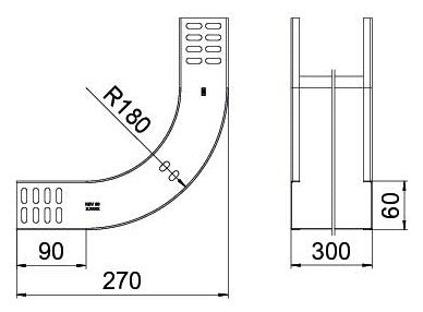 BETTERMANN Bogen_starr 90° vert.steig RBV 630 S FS 60x300mm o.Verb R=180mm