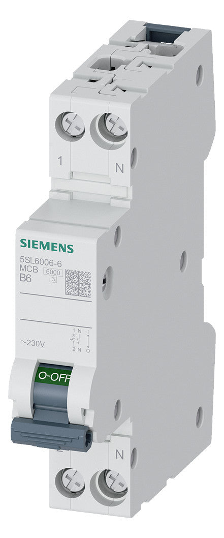 SIEMENS Leitungsschutzschalter AC B 6A 5SL6006-6 1+N 230V 1TE 50Hz IP20
