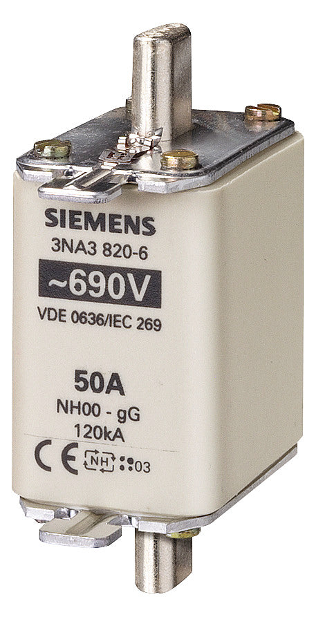 SIEMENS NH-Sicherungseinsatz 100A NH00 3NA3830-6 690VAC gG Stirnk