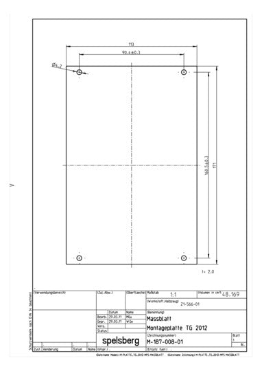 SPELSBERG Montageplatte Verteiler ST TG MPS-2012 unbeh 113x171mm Lochung