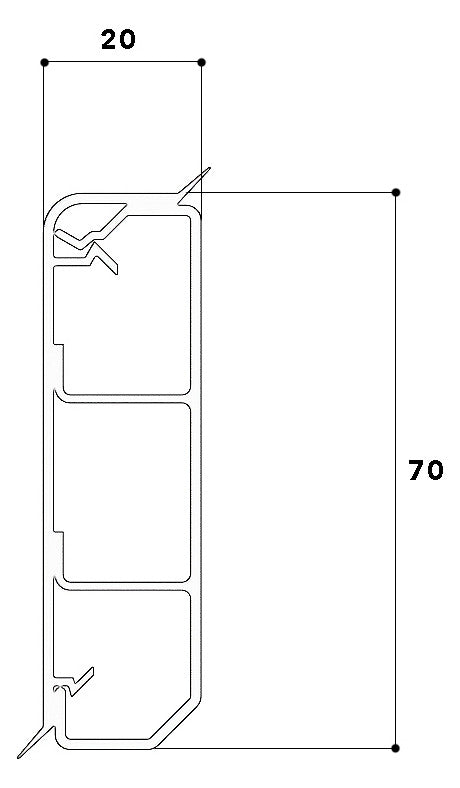 GGK Sockelleistenkanal Kst 70x20x2000mm SL 20x70 ws