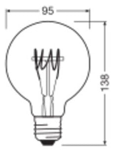 OSRAM LED-Kugellampe FM E27 G95 4,8W ws Vintage 1906 Globe 95 40 Fil DIM 4. 2700