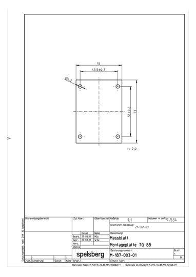 SPELSBERG Montageplatte Verteiler Kst TG MPS-88 unbeh 73x73mm Lochung